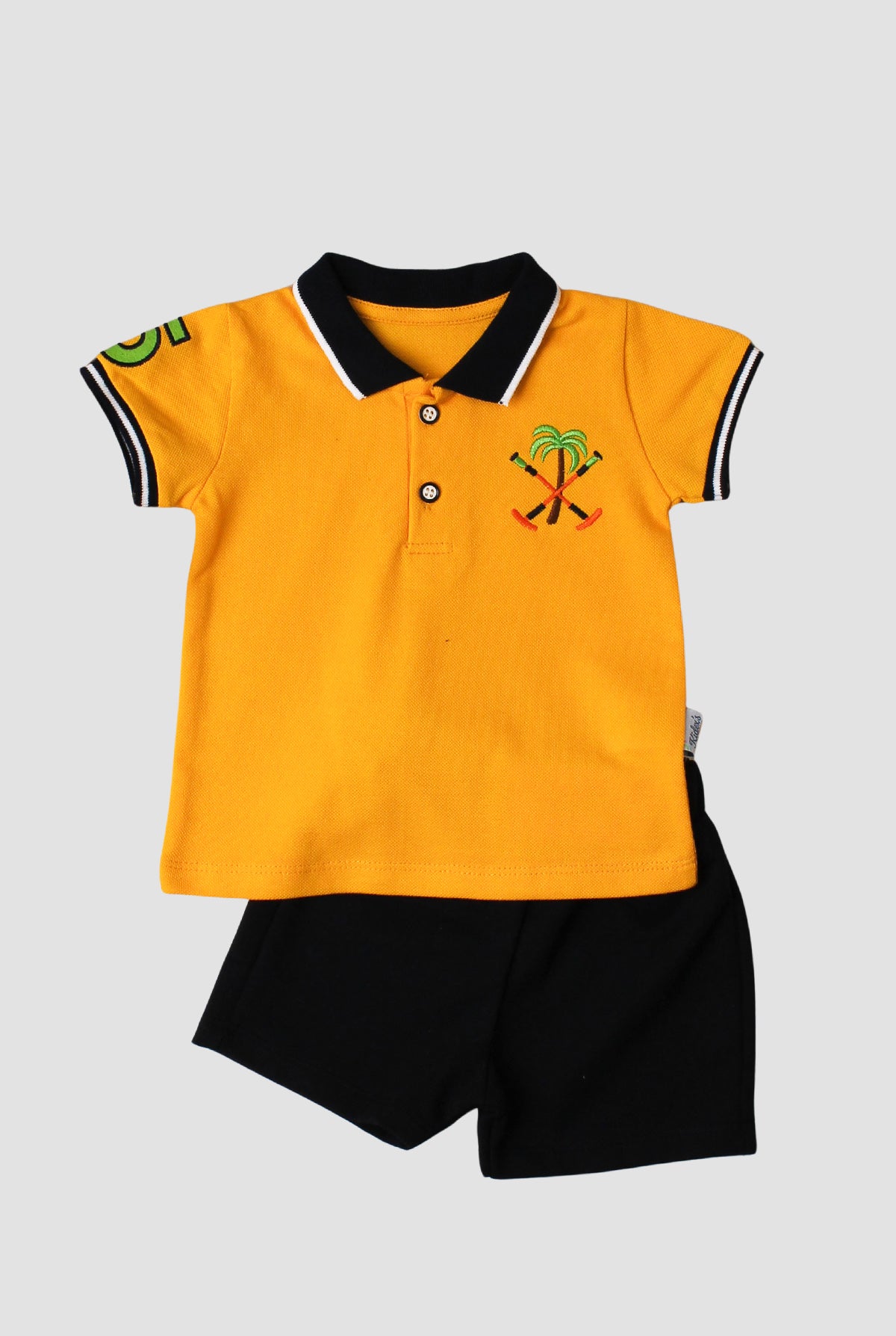 Erkek Bebek Yazlık Polo Yaka Nakışlı Şortlu 2'li Takım 9 24 Ay